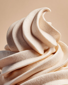 Creamy Vanilla Soft Serve Ice Cream Swirl in Macro Close Up