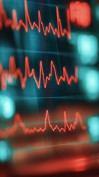 Abstract data visualization of fluctuating waveforms for financial, medical and digital concepts