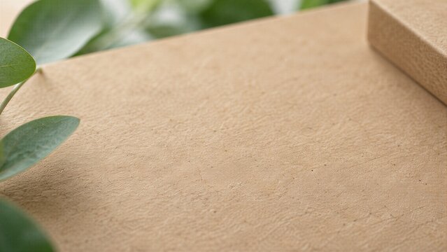 Minimalist kraft paper backdrop with subtle natural grain and smooth texture, offering ample copy space for eco-friendly design and recycled paperboard concepts.