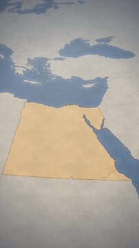 Vintage map of Egypt and North Africa highlighting the country's geography and Mediterranean coastline.