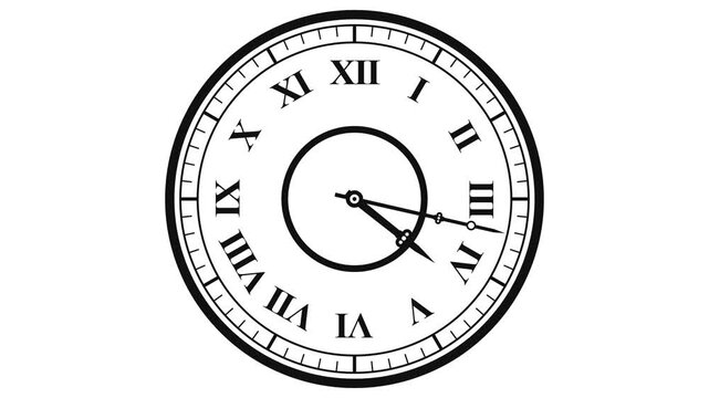 Classic Analog Clock Face with Roman Numerals - A Timeless Symbol of Time Management and Precision in a Clean, Illustrative Vector Design. Perfect for Concepts of Schedule, History, and Organization