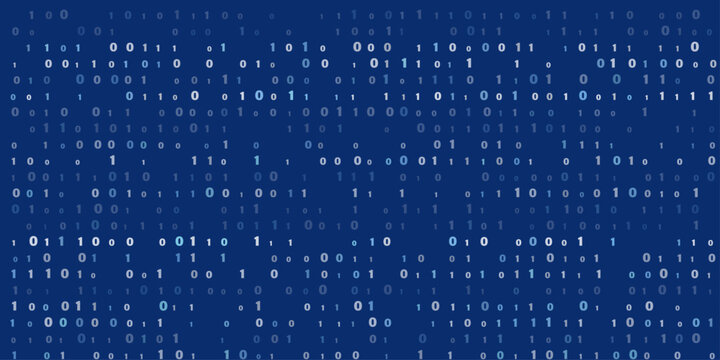 Dark abstract background, featuring a repeating, pattern of binary, code with light, blue and white, ones and zeros, representing digital information, computer programming and, data processing for