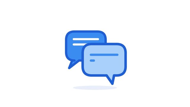 Two minimalist blue chat bubbles symbolizing instant digital communication and online conversation, perfect for user interface elements and messaging applications