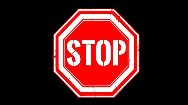animated cartoon stop sign with bounce entrance, loop and fade out effect on a transparent background with alpha channel. Perfect clean asset for video editors seeking fast editing without keyframes
