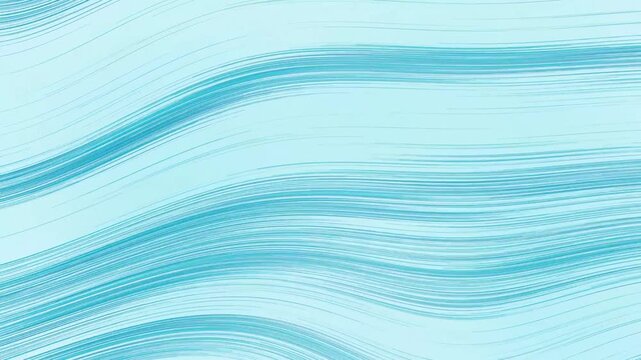 Turquoise threads flowing in gentle waves across a pale aqua background, fresh and clean abstract loop