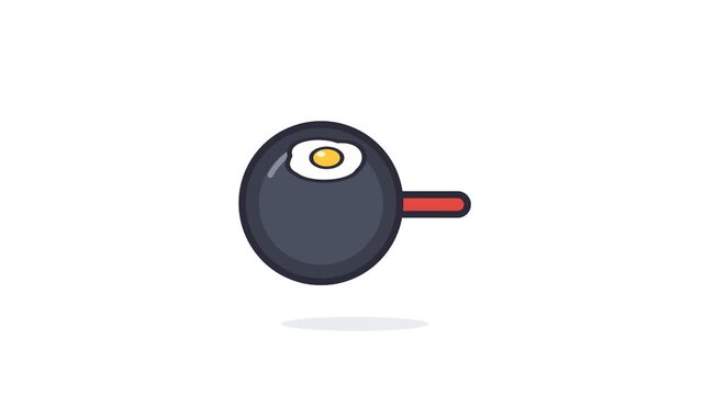 Minimalist vector illustration of a sunny-side-up egg in a frying pan. Great for breakfast menus, food blogs, cooking themes, and kitchen graphic designs