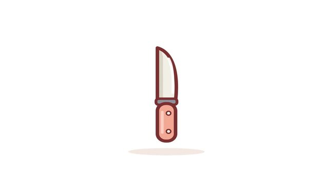 Vector illustration of a sharp kitchen knife with a pink handle. Essential icon for culinary tasks and food preparation, representing modern kitchen utility