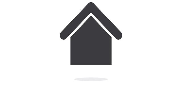 Simple dark gray house icon graphic, symbolizing home, property, and shelter. Ideal for digital interfaces, real estate, and architecture, conveying stability