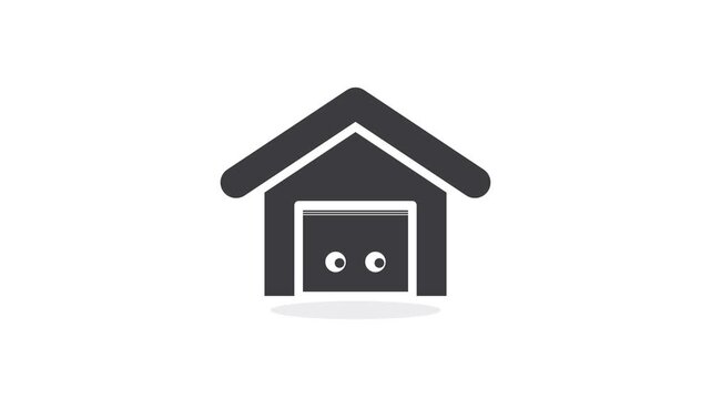 Minimalist vector icon portraying hidden eyes discreetly peeking from a building&rsquo;s ajar door, evoking a sense of mystery, curiosity, or a subtle observation