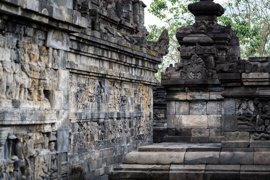 Borobudur Temple Stupas and Mountain Landscape, Indonesia