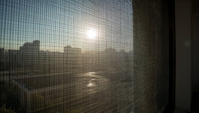A view of the sun shining through a window