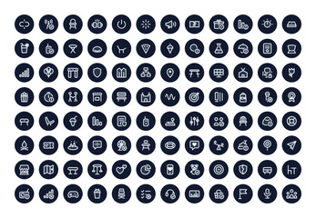 Big bundle of 96 dark round icons with morse key and shield © Ahommed