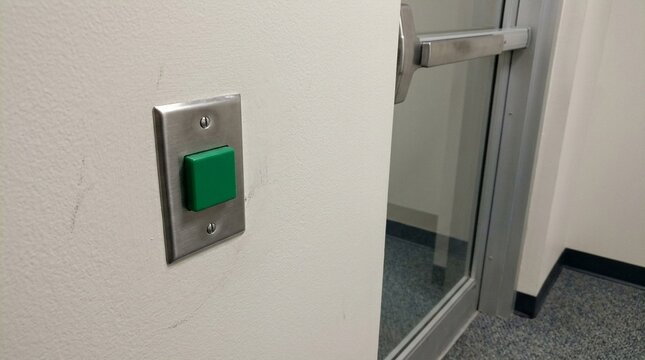 Exit button beside office door, request to exit switch for access control and building security