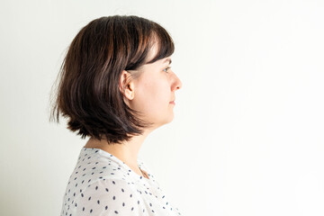 Profile portrait woman white background. © Rawpixel.com