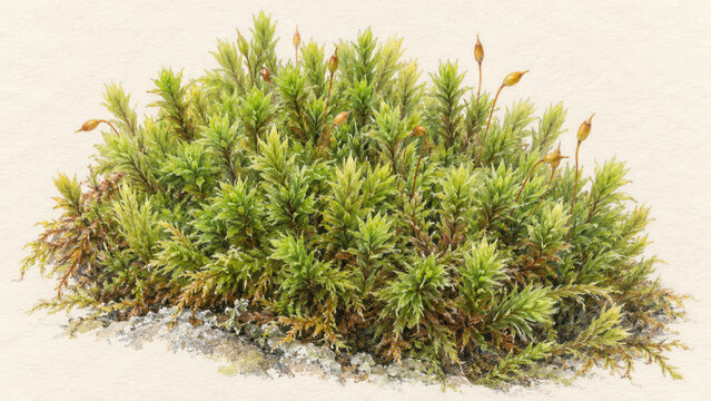 Dense Green Moss Cushion with Upright Leafy Shoots