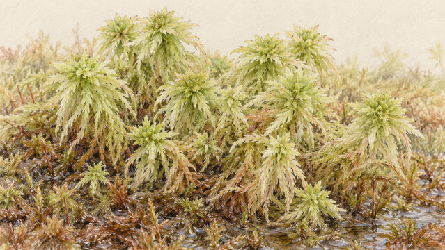 Pale Moss with Clustered Branch Heads above Wet Peat