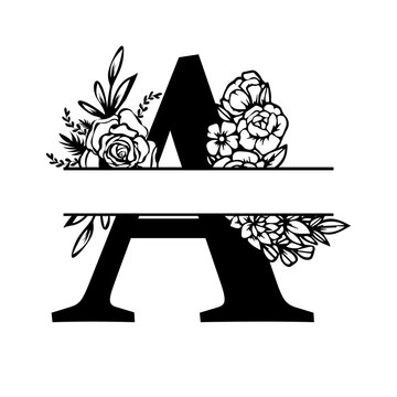 A line art illustration featuring split monogram letter a with letter