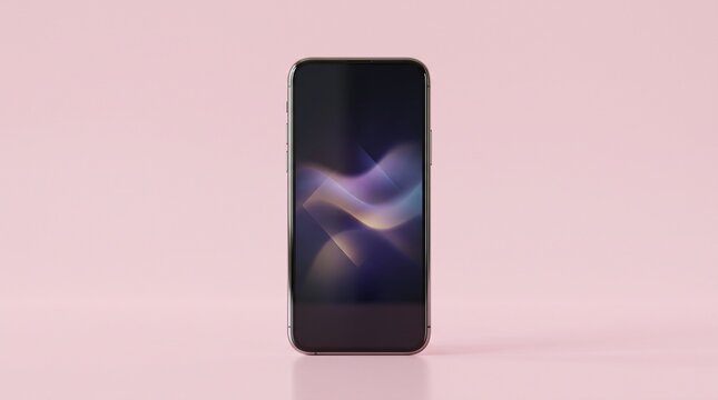 ピンクの背景に置かれたスマートフォンの3Dモックアップ
