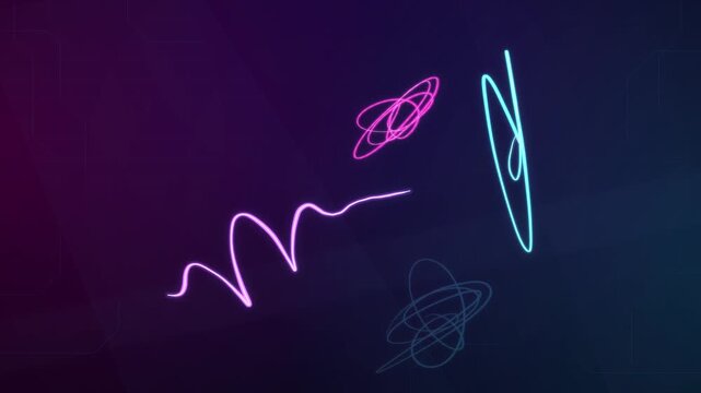 Cyberpunk Neon Scribbles on Dark Gradient Background Seamless Loop