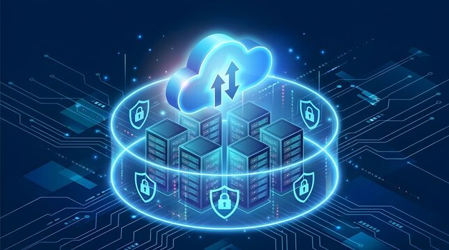 Secure Cloud Computing Data Center and Server Network Technology Concept