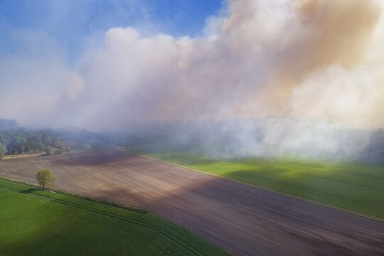 Fire in Goldenstedt Moor, Moor fire, Goldenstedt, Lower Saxony, Germany