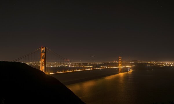 Golden Gate Bridge at night, San Francisco, USA