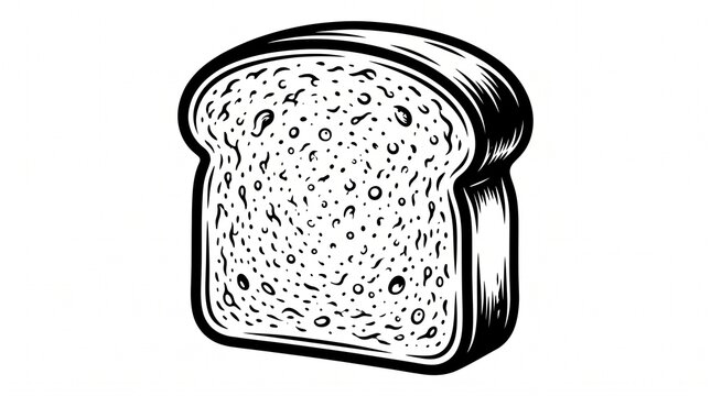Bread Slice Line Art Vector Illustration Isolated on White Background