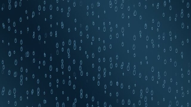 Abstract animation of falling water droplets on a dark blue gradient background, representing rain or condensation