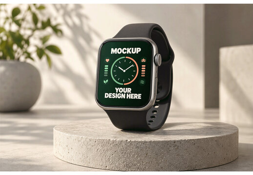 Smartwatch Sunlit Pedestal Mockup
