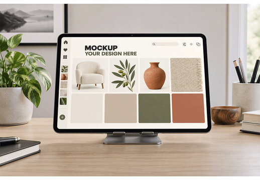 Tablet Home Office Mockup