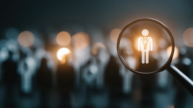 HRM or Human Resource Management, manager icon which is among staff icons for human development recruitment leadership and customer target, resume, interview. generate by AI