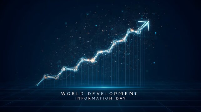 World development information day digital growth arrow. World development information day