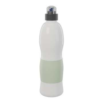 3D render of a transparent plastic water bottle with a light green label, ideal for Eco-friendly product designs.