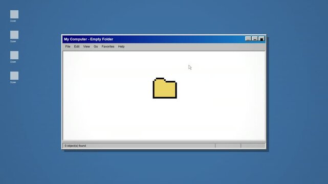 Retro computer window pattern on blue desktop background
