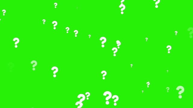 Nonstop loopable Question Mark Sign Effect for overlay transparent background. Question Mark Symbol Animation on green screen BG. quizzes, FAQ sections, educational content, presentations,