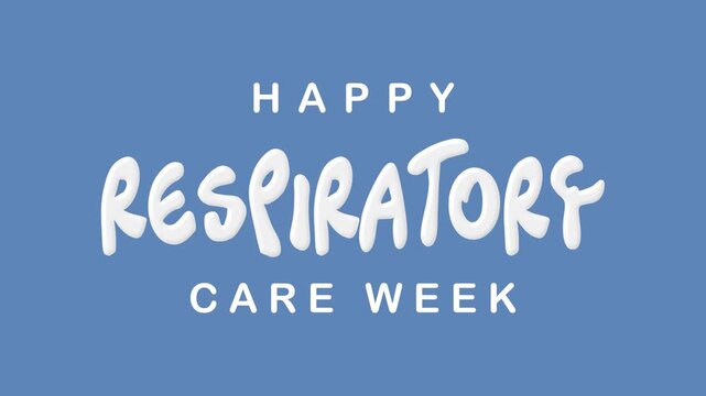 Animated blue greeting card typography celebrates happy respiratory care week, ideal for healthcare campaigns, clinic promotions, social posts, and awareness events.