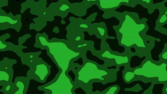 Seamless looping green camouflage texture shifting and morphing across the surface