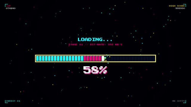 Retro Pixel Art Video Game Loading Screen Animation