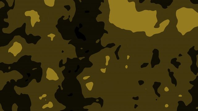 Abstract camouflage pattern shifting smoothly in military green and brown tones