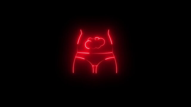 Stomach Anatomy Animation Showing Glowing Neon Blue Human Torso Outline With Digestive Organ Highlighted, Representing Abdominal Health, Digestion and Medical Diagnosis Concept