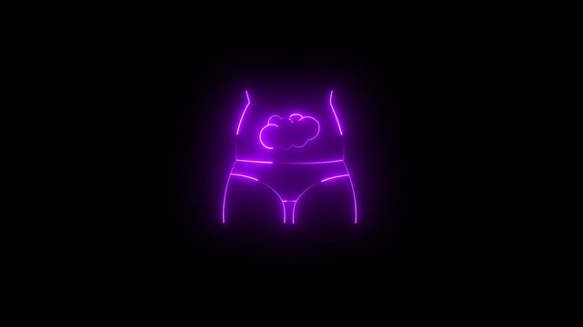 Stomach Anatomy Animation Showing Glowing Neon Blue Human Torso Outline With Digestive Organ Highlighted, Representing Abdominal Health, Digestion and Medical Diagnosis Concept
