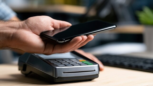 Black Friday shopping with a hand using a smartphone for contactless