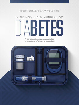 Dia Mundial do Diabetes 14 de Novemso Post Card Insta Template Banner
