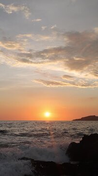 Mazatlan beaches, sunsets and scenic slow motion ocean swells and waves near Malecon sea promenade