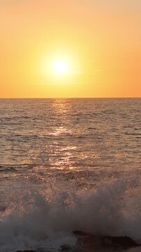Mazatlan beaches, sunsets and scenic slow motion ocean swells and waves near Malecon sea promenade