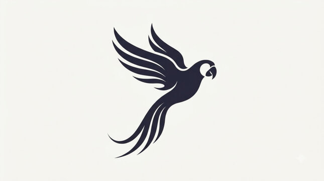 Flying parrot tropical bird silhouette macaw animal mascot vector USA, American, United States