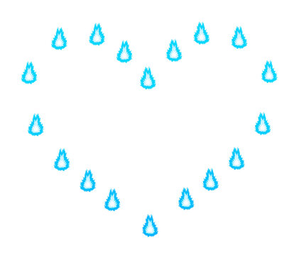 Heart Shaped Frame made of Glowing Blue Fireballs