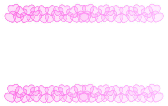 Overlapping Watercolor Pink Heart Frame Border Element