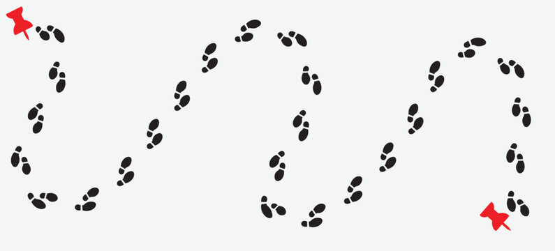 Foot Steps track mark. Vector leg prints and trail indicator.
