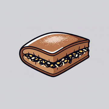 Cartoon Style Floating Martabak Pancake in Moody Monochrome Industrial Setting